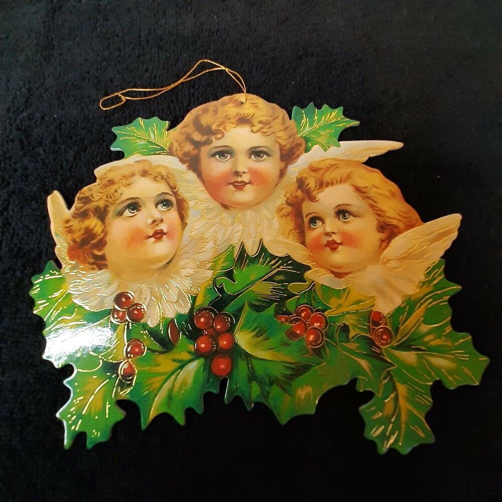Vtg 1993 Shackman Reproduction Antique Victorian Die Cut Angel Ornament Retro
